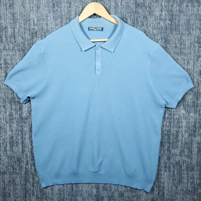 Camisa polo tejida PJ Paul Jones para hombre XXL azul manga corta retro viscosa texturizada Foto 1 de 4