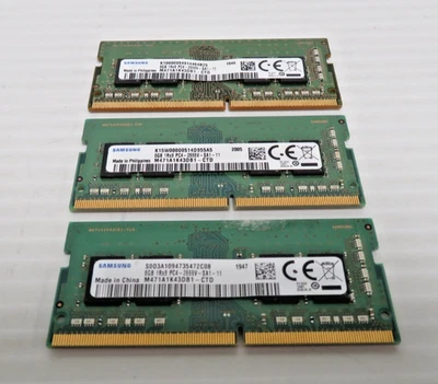 Samsung 24GB (3x 8GB) PC4-2666V M471A1K43DB1-CTD DDR4 SODIMM RAM Memory - Image 1 of 4