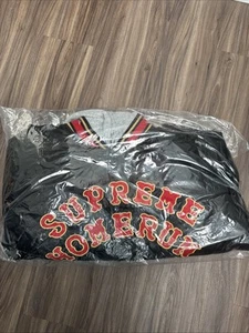 Supreme x Homerun Satin Hooded Varsity Jacket Mens XL Black In Hand SS25 - Picture 1 of 5