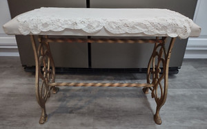 Vintage 1920's Art Deco Cast Iron Bench Vanity Stool Original Paint