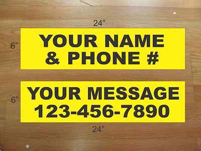 10 6"x24" Yellow & Black REAL ESTATE NAME RIDER SIGNS CUSTOM LOWEST PRICE NEW - Image 1 of 2