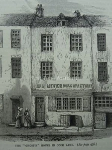 London THE GHOST'S HOUSE IN COCK LANE - SMITHFIELD Original Victorian Print 1878 - Bild 1 von 2