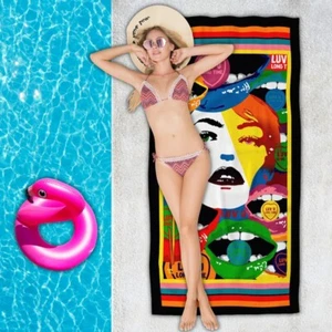POP ART BEACH TOWEL Large Cotton, Surf Gym Pool Swim Bath, Unisex Cool Sexy Gift - Picture 1 of 6