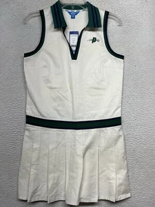 Prince Pickleball Dress Womens Small Cream Green Pleated Athletic Collared - Picture 1 of 14