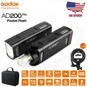 US Godox AD200Pro 2.4G TTL HSS Outdoor Pocket Flash Speedlite W/ S-type Bracket - Picture 1 of 11