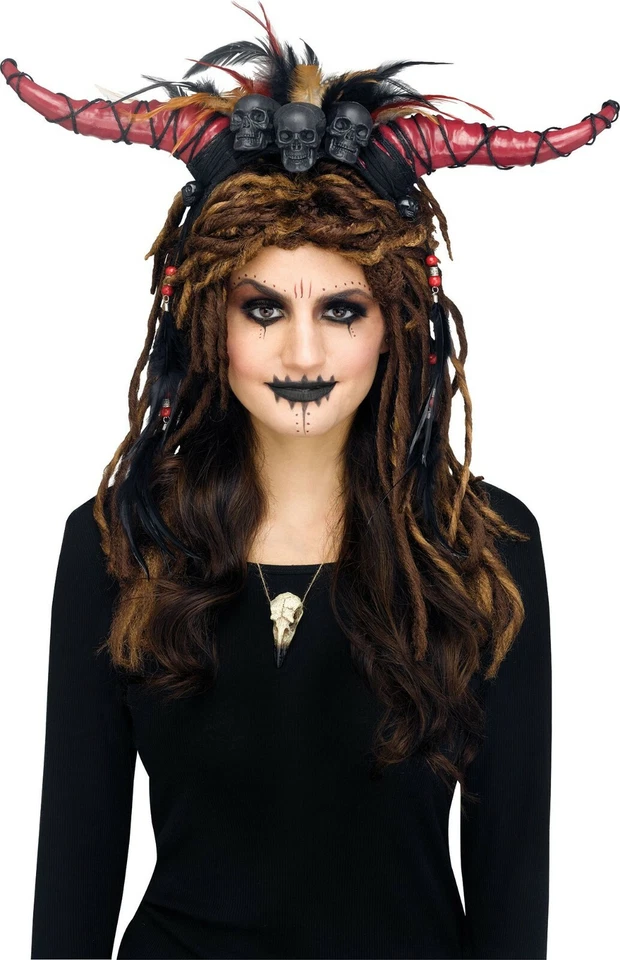Acessório feminino fantasia Halloween tiara chifres caveira rainha vodu adulto - Imagem 1 de 1
