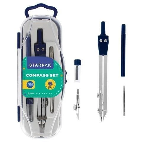 STARPAK Metallzirkel + Zeichensatz 5el.