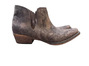 Roper Womens Brown Faux Leather Ava Laser Ankle Boots - Picture 1 of 6