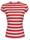 Ladies Womens Red White Striped T-Shirt Short Sleeve Womens Freshers Fancy Dress