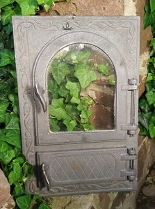 Ofentür Backofentür aus Gusseisen für Pizzaofen, Backofen, Gerundet 49cmx32.5cm - Bild 1 von 8