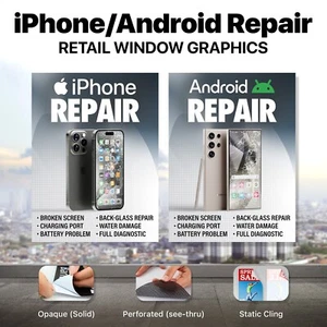 iPhone Android Smartphone Repair Window Wrap Sign Banner Apple Samsung Graphics - Picture 1 of 10