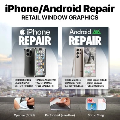 iPhone Android Smartphone Repair Window Wrap Sign Banner Apple Samsung Graphics - Image 1 of 4