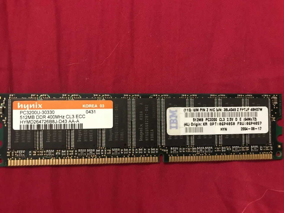 HYMD264726B8J-D43 AA-A  512MB  DDR PC3200 184PIN ECC UNBUFFER  - Image 1 of 1