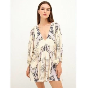 Free People Girl Talk Dress Tunic In Ivory Combo Size XS Bohemian Boho Flowy - Picture 1 of 22