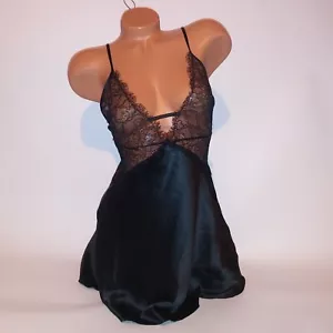 Victoria Secret Dessous Hemd Slip schwarz einfarbig Spitzenborte Luxus Kollektion Neu - Bild 1 von 12