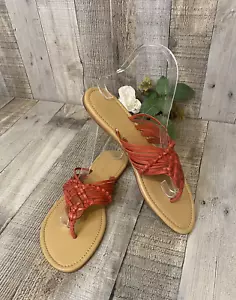 Sandalias chanclas de cuero trenzado rojo frijol LL NUEVAS SIN ETIQUETAS para mujer talla 8 M - Imagen 1 de 9