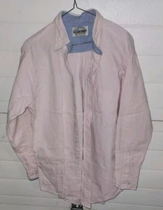 Mens Large Britches Great Outdoors Pink Stripe Button Front Long Sleeve Shirt - Picture 1 of 5