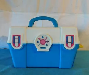 RARO kit cassetta attrezzi da lavoro Fisher Price 1991 vintage blu e bianco portatile - Foto 1 di 8