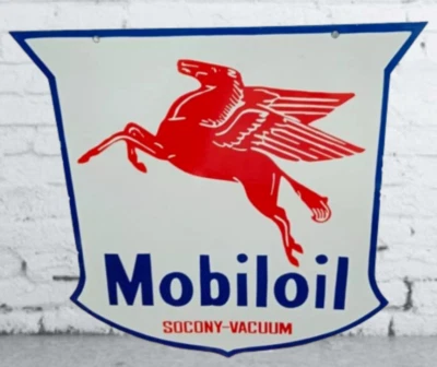 Mobil Oil Socony Pure Porcelain Enamel Heavy Metal Sign 30 Inches Double Side - Image 1 of 2