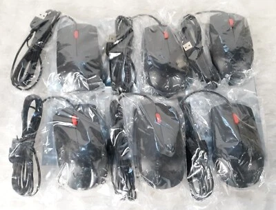 Lot of 6 Genuine Lenovo USB Wired Mouse Black 1PSM51M37185 *NEW* - Image 1 of 2
