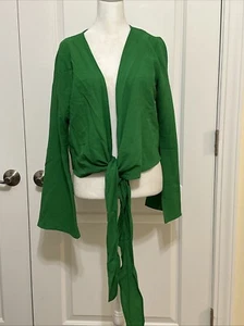 NWT Lulu's Tie-Front Shrug Green S - Picture 1 of 10