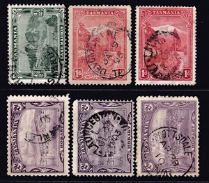 1902-3 TASMANIA LANDSCAPES 1/2d - 2d SET 6 PRE-DECIMAL STAMPS VFU #10 - Picture 1 of 1