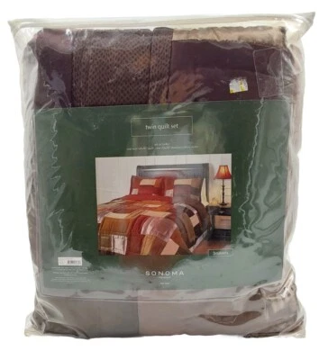 NUEVO Sonoma Life Style Brussels Twin Edredón & Sham Set Patrón Abstracto Foto 1 de 2