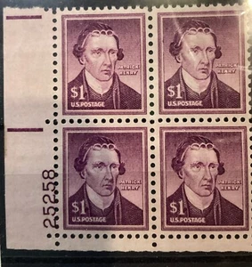 US Stamp #1052 Patrick Henry $1 - Plate Block of 4 - MNH -  Very Fine - Picture 1 of 3