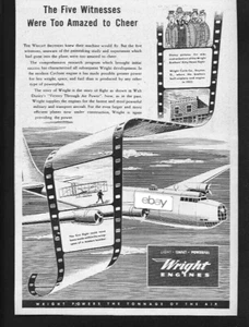 WRIGHT ENGINE 1943 WRIGHT BROTHERS 5 TESTIMONI WALT DISNEY FILM VITTORIA WW2 ANNUNCIO - Foto 1 di 1