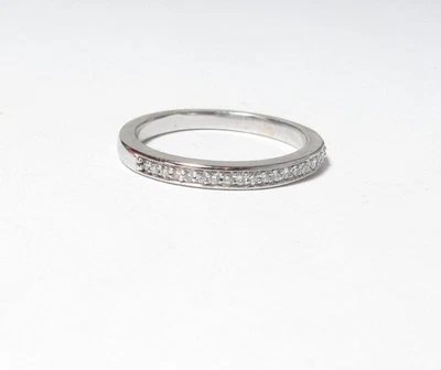 SOLID 14K WHITE GOLD RING / BAND WITH 19 ROUND BRILLIANT NATURAL DIAMONDS - Image 1 of 3