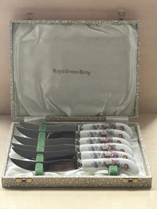 Royal Crown Derby Fruit Knives Set Of 6 (Made In England) Bone China - Picture 1 of 6