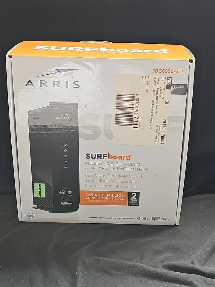 ARRIS Surfboard SBG6950AC2 DOCSIS 3.0 Cable Modem & AC1900 Wi-Fi Router  - Image 1 of 1