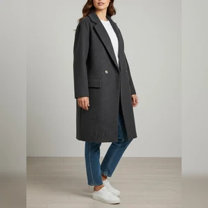 Club Monaco Relaxed Double-Breasted Coat Grey M NWT - Picture 1 of 12