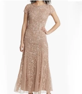 Vestido midi de malla con cuentas de noche Pisarro talla 10 - Imagen 1 de 17