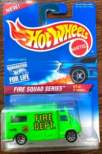 NIP 1995 Mattel Hot Wheels Fire Squad Series Collector #424 Green Ambulance - Picture 1 of 9