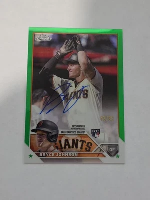 2023 Topps Chrome Rookie Auto Green Refractor /99 Bryce Johnson #RA-BJ Auto RC - Image 1 of 4