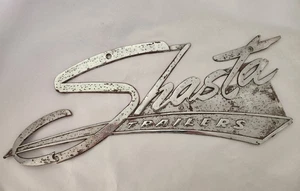 VINTAGE SHASTA TRAILERS CHROME BADGE EMBLEM SIDE PLATE OEM Pre-owned 15" x 6" - Picture 1 of 9