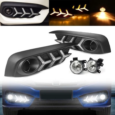 Paar DRL Tagfahrlicht Nebelscheinwerfer Blinker für Honda Civic 2016-2018 2017 - Bild 1 von 4