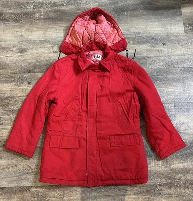 Chaqueta Militar Parka Abrigo Talla L Rojo Con Capucha Acolchado De Colección B-34 Foto 1 de 4