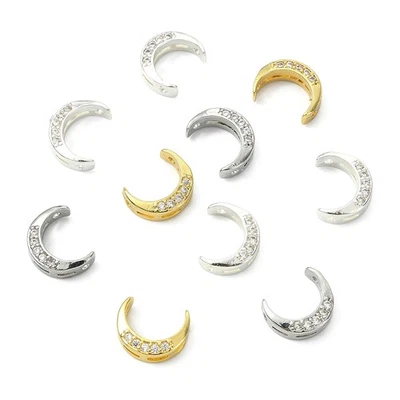 12 cuentas de luna 3 colores latón media luna espaciador cuentas para hacer joyas pulsera Foto 1 de 4