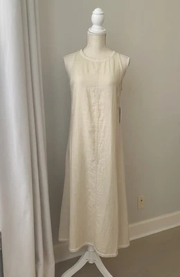 Maxi Vestido Magaschoni Crema Beige Mezcla de Lino Sin Mangas Línea A Talla S Nuevo Foto 1 de 4