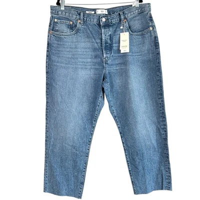 Pantalones de mezclilla rectos recortados con dobladillo crudo con botones Habana talla 18 Mango MNG para mujer Foto 1 de 4