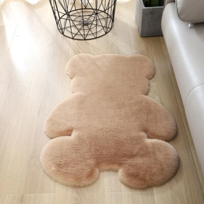 Cute Bear Faux Fur Area Rug Carpets Footcloth Floor Mat Plush Fluffy Bedroom - Image 1 of 4