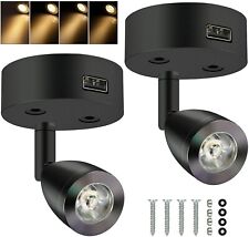 2 Pezzi LED Comodino Lampada Con USB Porta Interno Luci Leggere Riflettore