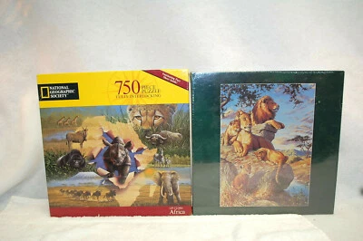 2 Jigsaw Puzzles: Up Close Africa 750 Pcs. & Family Pride 1000 Pcs. New  S9391 - Image 1 of 4