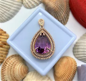 Certified Flawless 8Ct Nat Heated Tanzanite Pendant in 18k Gold Plated Sterling - Picture 1 of 12