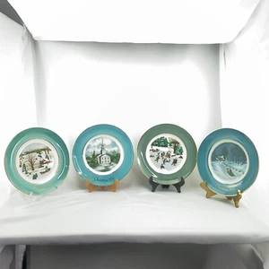 Lot of 4 VTG Porcelain Avon Christmas Plates 1973-1976 with Original Boxes 9" - Picture 1 of 12