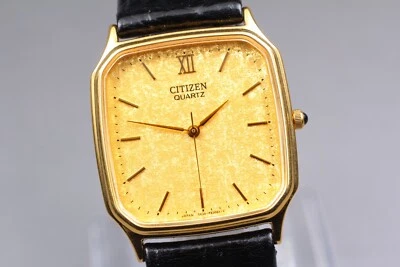 Very Rare!  Vintage CITIZEN 5634-F62253 Men Gold 30mm Square QZ Watch From JAPAN - Image 1 of 4