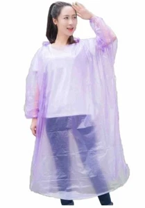 5 pack of purple adult emergency rain ponchos - Picture 1 of 1