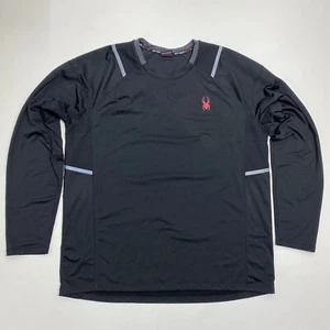 Spyder Active Mens L Midweight Baselayer Top Black Long Sleeve Reflect 1437823 - Picture 1 of 12